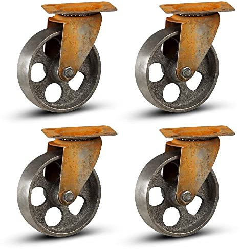 Rotelle per Mobili Heavy Duty - Ruote per Carrello Vintage Metallo 75mm Ruote per Mobili - Set di 4 - Look industriale - Capacità di 4x80KG/320KG