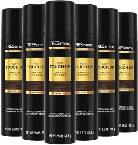 TRESemmé Root Touch Up, Temporary Hair Color Spray, Travel-Size 6-Pack – Dark Brown, Professional Grey Hair Coverage in Seconds, 2.5 Oz Ea