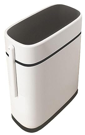 rongweiwang Efficient And Durable Bathroom Trash Can With Integrated Toilet Brush Holder PP Trash Can With Toilet Brush Holder, black cover, 15L