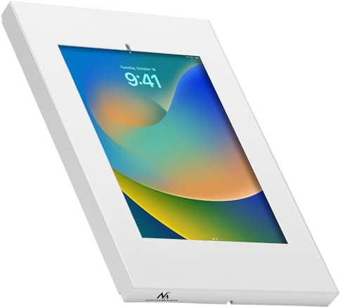 Maclean MC-474 Tablet Wandhalterung mit Diebstalschutz Universal-Halterung Kompatibel mit 9.7-11, iPad/iPad Air/Pro, Samsung Galaxy Tab A/Tab A7/S6 Lite VESA-Montage 75x75 (Weiß)