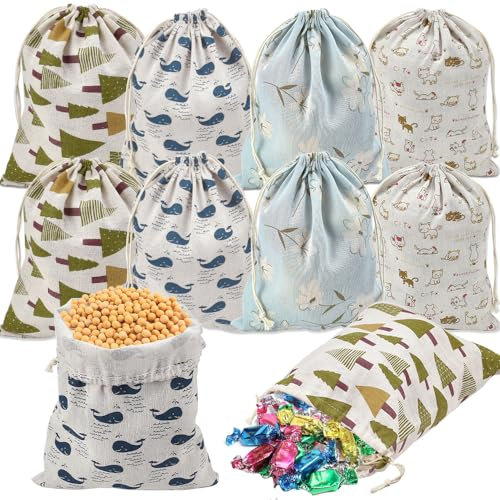 NAROSEBE 12 Stück Baumwollsäckchen Stoffbeutel mit Kordelzug 25 * 32cm Baumwollbeutel Stoffsäckchen Geschenksäckchen Stoff Groß Aufbewahrungsbeutel für Kleine Geschenke, Süßigkeiten, Reisekleid