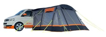 OLPRO Loopo Breeze v2 Charcoal & Orange Inflatable Driveaway Campervan Awning 3.1m x 3.9m with canopy poles, sewn in groundsheet, vehicle height 190-250cm, perfect for families