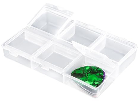 NQEUEPN Étui Médiator, Transparent 6 Grilles Support pour Médiators de Guitare Boite Rangement Médiator Capacité 60 pour Joueurs de Guitare Amateurs, Boîte de Rangement Uniquement