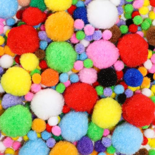 Delsen 1000 Stücke Pompons zum Basteln 1-3cm Filzkugeln Bunt, Mini Pom Poms für Ostern, Kleine Bommeln für Dekorieren Verzieren Nähen DIY, Pompons Bunt Bälle
