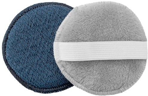 S&T INC. Face Scrubber, Dual-Sided Face Exfoliator with Elastic Strap, Facial Cleansing Pads and Makeup Remover, 3.3 Inch Diameter, 2 Pack, Navy and Grey