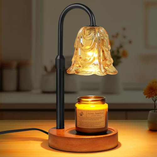 Vicloon Lámpara Calentador de Velas, Lampara Vela con Temporizador y atenuador, Lámpara Perfumada con 2 Bombillas, Altura Ajustable, Lámpara Fusión Cera Eléctrica para Hogar Decoración