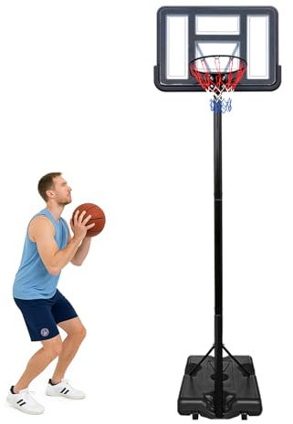 Basketball Hoop Outdoor 10ft Adjustable, Portable Basketball Hoop Goal System in Backyard/Driveway/Indoor, 32 Inch Shatterproof Backboard and Larger Base