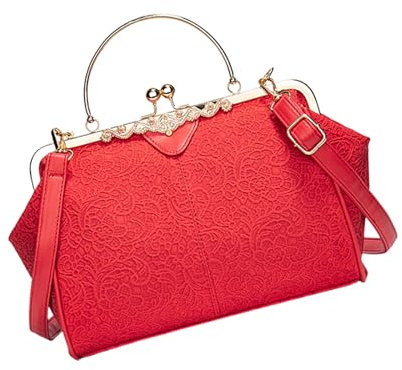 Shoulder Bag Leather Purse Clutches Shoulder Toted Handbag With Kiss Lock For Women Crossbody Bag With Removable Strap Leather Shoulder Bag