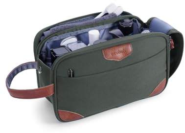 ECOHUB Neceser de Viaje Impermeable, Regalos San Valentín para Hombre, Regalo Práctico Original para Novio o Pareja, Bolsa de Aseo con Múltiples Compartimentos y Bolsillo Impermeable, Verde