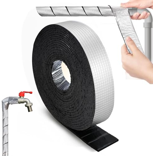 HZOUHONG rörisolering, skum, 10 cm x 5 m, rörisolering, självhäftande, värmerör, isoleringstejp för lindning, isolering värmerör för rörskydd, frysning, inomhus, utomhus