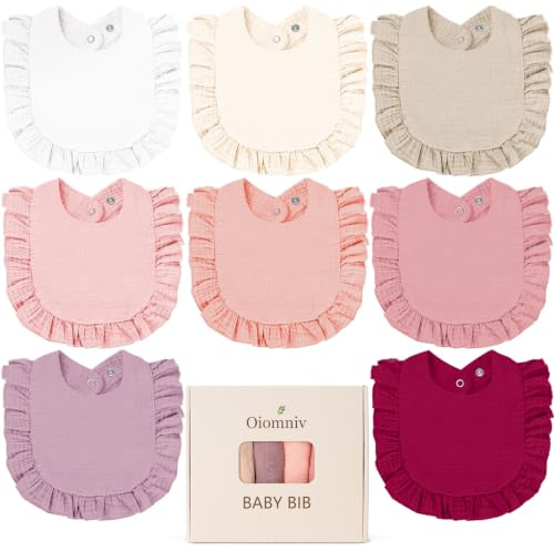 Oiomniv Muslin Baby Bibs, Bandana Drool Bibs Soft 100% Cotton Adjustable Unisex Girls Boys for Newborn, Toddler, Infant 0-36 Months for Drooling Teething