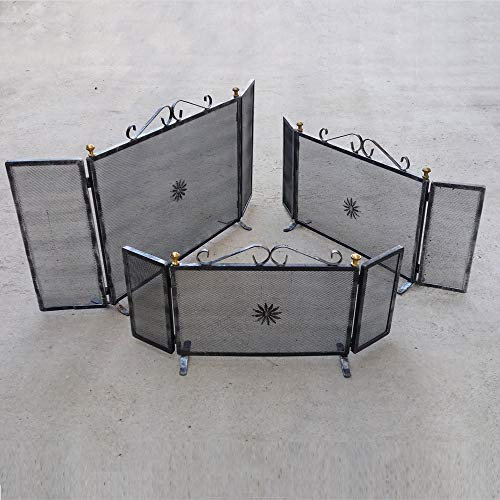 FONDERIA BONGIOVANNI Parascintille per Camino Caminetto Fuoco con 3 Ante Pieghevoli (Piccolo)