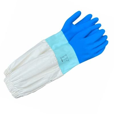 Imkerhandschuhe Gummi & Baumwolle blau - BeeFun®: XXS