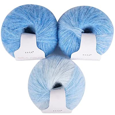ISAKEN 3 stycken vävgarn virkgarn, mjukt handstickat virkgarn ny ull blandning med färggradient, flerfärgad gradient virkgarn, handstickad virkning bomull stickgarn för tröja hattar