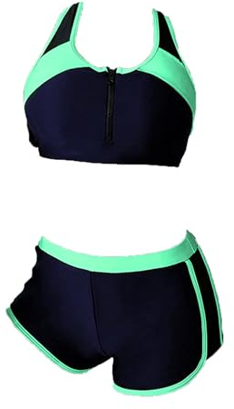 YOOJIA Dam tvådelad bikini baddräkt surfing dragkedja linne simbh push up bh med strandshorts semester, Svart och blå, S