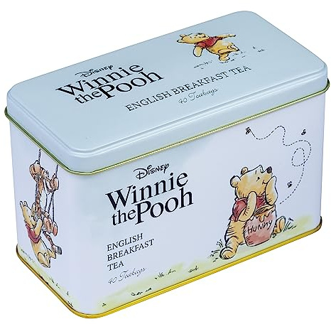 New English Teas Winnie the Pooh Tea Caddy with 40 English Breakfast Teabags, Tigger, Piglet & Eeyore
