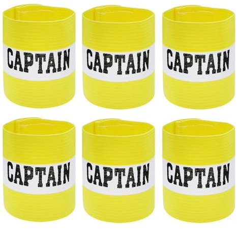 Hosifiy 6Pcs Fußball Kapitänsbinde, Gelb Nylon Elastische Fußball Kapitän Armbinde Einstellbare Fußball ArmBinde für Jugend Erwachsene Sport Training