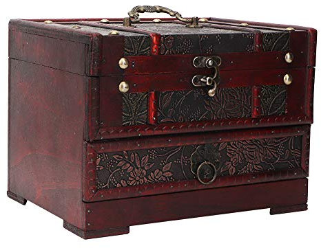 Leopacat BoîTe à Bijoux En Bois, Vintage Bois De Rangement Boite A Femme Organisateur Coffret Avec Tiroirs Pour Bague Collier La Main Tiroir Bracelets Montres Bagues D'Oreilles Accessoires