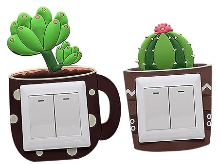 DOITOOL 5St leuchtender Knopfaufkleber Pflanzenaufkleber Geschenke für Freund kinderzimmer wanddeko wandpolsterung kinderzimmer Pflanzendekor Schutzhülle Kaktus Wandaufkleber Netzschalter