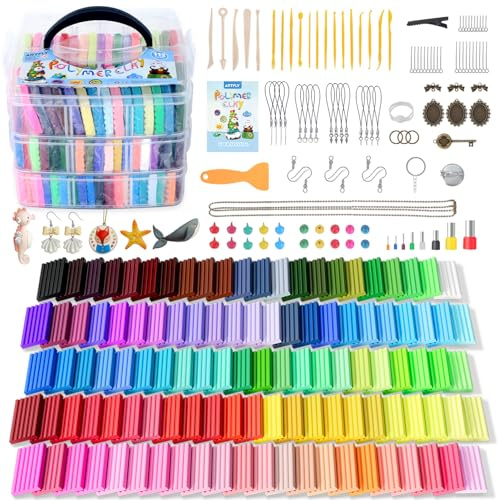 ARTFLY polymerlera set – 112 färger ugnsmodellering med skulpteringsverktyg och smyckestillbehör, giftfria, perfekta presenter för vuxna och tonåringar