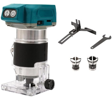 Holzfräse Oberfräse, 10000-30000RPM Elektrik Kantenfräse Mit Spannzange 6.35MM, Holzschnitzerei Schneidwerkzeug, für den Heimwerkerbedarf (Without Battery)