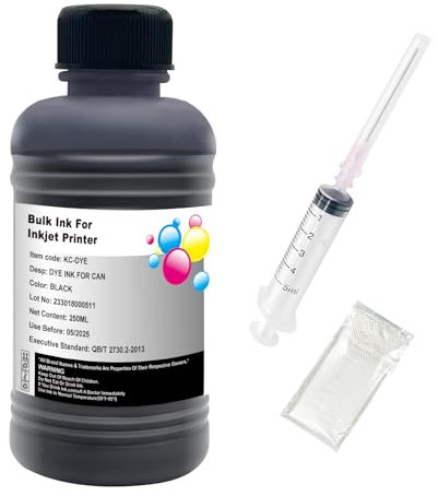 Hallosun 250ML Schwarze Nachfülltinte Kompatibel für Canon PG-560 CL-561 PG-540 CL-541 PG-540XL CL-541XL 541XL 560XL 561XL PG-40 usw Serie Kompatibel mit CISS CIS System 1 Spritze, 1 Handschuh