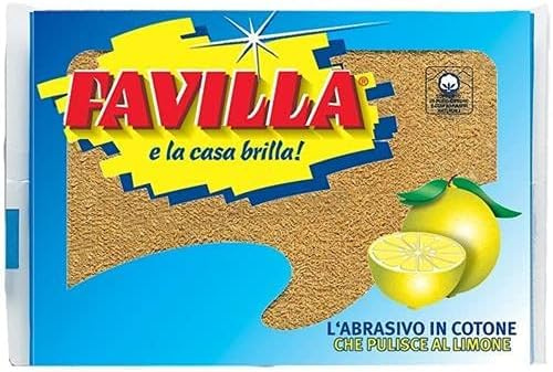 Favilla Spugne Abrasive in Cotone Limone, Superficie Ruvida, Per Sporco Ostinato (3)
