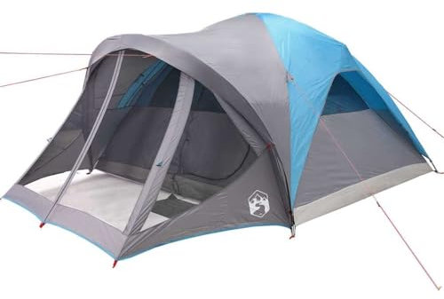 vidaXL Tunnel-Familienzelt 6 Personen Blau Wasserdicht, Campingzelt, Zelt Familie, Gartenzelt, Zelt, Zelt mit Schlafkabinen, wasserdichtes Zelt