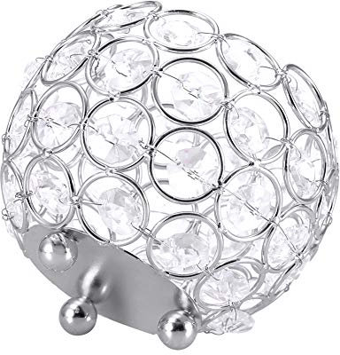 Portavelas de cristal para velas de té, centros de mesa ideales con cuencos de cristal brillante y base de metal estable, para bodas, fiestas y decoración del hogar (plateado)