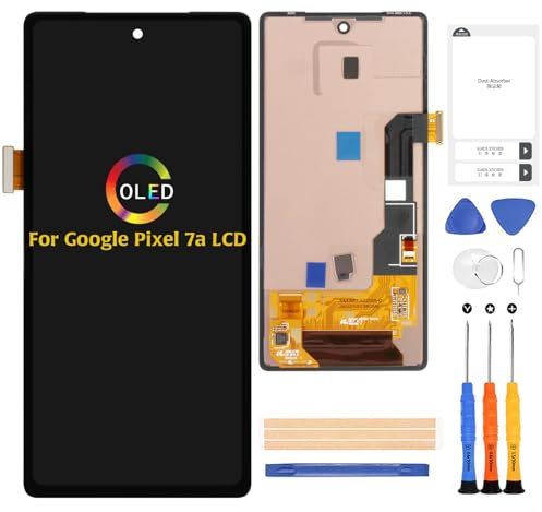 A-MIND Ersatzdisplay für Google Pixel 7A 15,5 cm (6,1 Zoll) OLED-Bildschirm mit Rahmen (Fingerabdruck-Kabelübertragung erforderlich), Display Montage mit Touch-Digitizer-Reparaturwerkzeug-Set G0DZQ