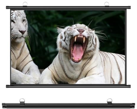 Manual Plegable Pantalla Proyector, Enrollable, Formatos 4:3 , 16:9, Pantalla De Proyección Montaje En Pared O Techo Para Cine En Casa Oficina Interior Y Exterior, 30 , 40 , 50 , 60 , 72(16:9,30