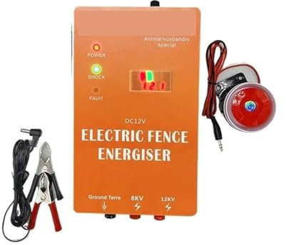 Elstängsel Energisator, 5/10 km Elektroniskt pulsstängsel for djur Hundar Boskap Betesmark Fjäderfä 0,3 Joule Electric Shepherd För djur(10km With Alarm)