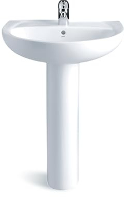 Lavabo Pedestal Moderno | Lavabo de Pie | Diseño Compacto y Elegante | Cerámica Blanca | Instalación Fácil y Rápida | Ideal para Baños Pequeños y Grandes