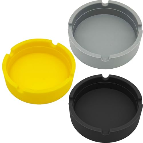 TRLREQ Posacenere in silicone, antiaderente, resistente al calore, rotondo, luminoso, portatile, set per uso domestico ed esterno