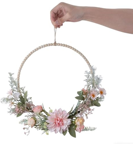 Corona de Flores Artificiales para Puerta y Pared,Corona Puerta Decoración Flores,Guirnalda Flores Secas Decorativa,Decoración Salón Boda Navidad,Colgar en la Pared,Ventana,jardín(41 cm)