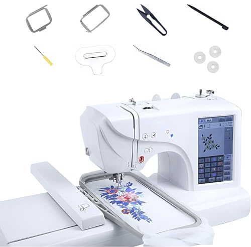 CIELOBLOEN Machine à Coudre et Brodeuse Automatique 162 Points avec Écran Tactile LCD - Zone de Broderie 4x9,2-26 Alphabets & 30 Bordures - Idéale Débutants & Professionnels