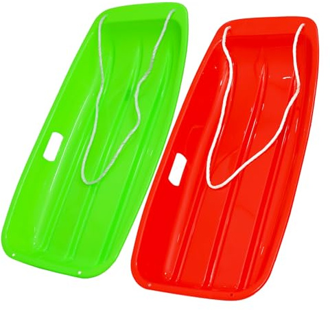 2-Person Sled for| 35 All-Season Toboggan | Reinforced Structure | High Weight Capacity | for Snow, Beach & Park (Red Green)
