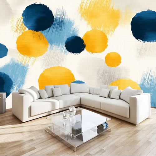Panoramic Photo Wallpaper Wall Mural 138 x 101 inch (W x H), Light Gray Wall Poster Luxury Art Photo Wallpaper 3D Effect - Abstract Minimalism Polka Dots Poster Decoration for Bedroom Living Room