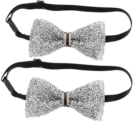 SHERCHPRY 2 St Pojkar Barnflugor Uniform Fluga Födelsedagsfest Flugor För Barn Småbarn Barnflugor Barnfluga Barnfluga Färdigknutna För Flickor Silver