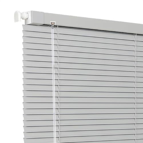 Aluminium Jalousie für Fenster, Lamellen 25 mm breit, ohne Bohren, Sichtschutz Sonnenschutz Jalousetten, nach Maß Verdunkelungsrollo für innen,Zuhause,Büro(Gray)