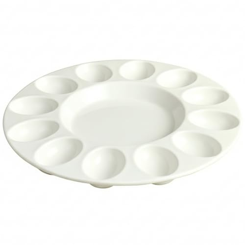 Portauova alla diavola Vassoio per uova in ceramica da 10 pollici 12 fori Piatto da portata rotondo Base antiscivolo Ideale per feste Riunioni natalizie Espositore per colazione da bancone della