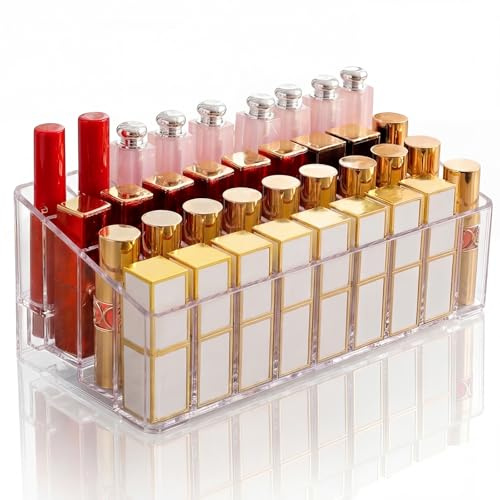 Eulihent 36 Rejillas Organizador de Maquillaje, Bandejas para Cosméticos Transparente Acrílico- Organizador de Cajones para Pintalabios Escritorio Armario Baño Tocador Encimera