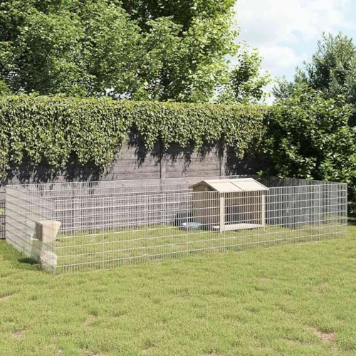 Galvanised Iron Free Range Animal Enclosure 24 Panel 54x80 cm Pet Run Cage for Rabbits, DIY Assembly Animal Pen for Play and Rest