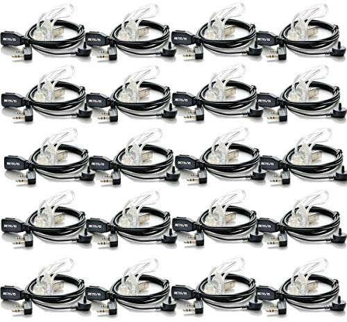 Retevis Funkgerät Headset 2 Pin Kopfhörer mit Schallschlauch Kompatibel mit Baofeng UV 5R 888S Walkie Talkie RT24 RT27 RT617 RT622 Kenwood Nestling Funkgeräte Headset mit Mikrofon (20 STK)