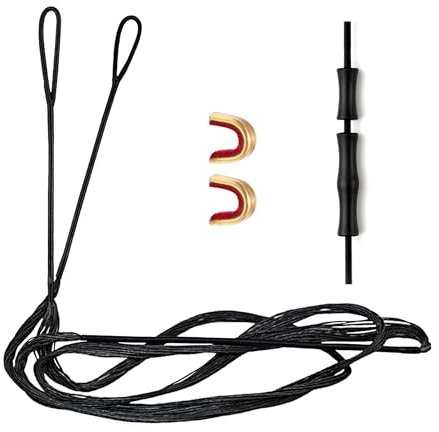 Deerseeker Archery Bow String Replacement with Finger Protector & 2 Nock Points Dacron Bowstring 12, 14, 16 Strands Bow Accessories for Recurve Bow Traditional Longbow (14-AMO 60)
