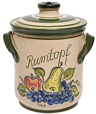 Steinzeug-Schmitt Rumtopf Serie Flora Deutsche Qualität (Inhalt 5 Ltr. - Obstmotiv)
