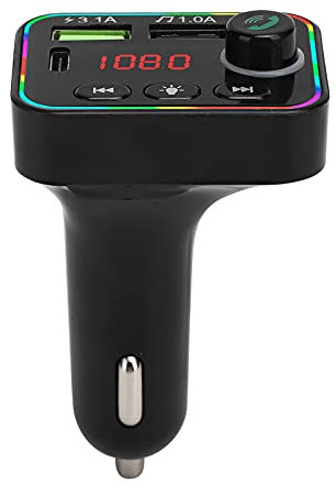 Bluetooth FM Transmitter, Auto MP3-Player Bluetooth V5.0 Autoradio Audio Adapter FM Transmitter Schnellladegerät Auto Musik Player FM Modulator mit Bunten LED