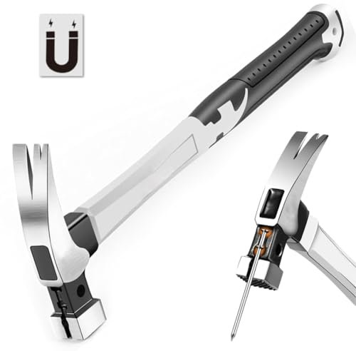Uadme Martillo Encofrador, 13oz Martillo de Garra, Mango de Acero al Carbono, Succión Automática Magnética de Clavos, Hammer de Alta Resistencia para Carpinteria