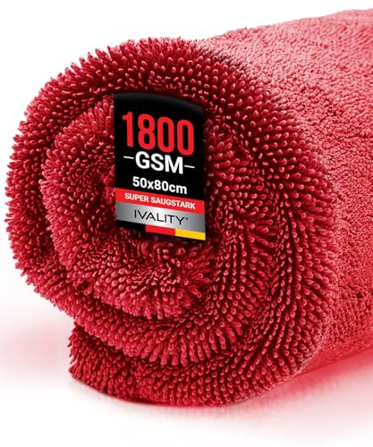 Ivality® Toalla XXL para Secar Coche 80 x 50 cm Ultra Absorbente 1800 GSM Toalla Trenzada de Microfibra para Motocicleta - Toalla de Microfibra Libre de Pelusa y Suave para Pintura Cuidado del Coche y