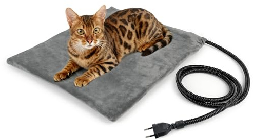 NICREW Tapis Chauffant Chien Chat M 40x45cm, Coussin Chauffant Electrique pour Animaux avec Cordon Anti Morsure Gris, 30 W